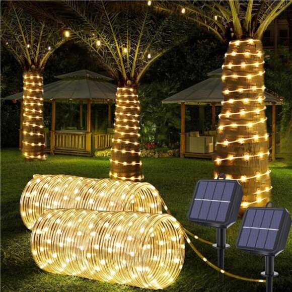 Solar Rope Lights, 2 Packs Total 132ft 400LED Solar String Lights, 8 Modes - Picture 1 of 7